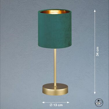 Торгова лампа Fischer & Honsel Aura: класичний дизайн, золото, смарагдовий відтінок, висота 34 см