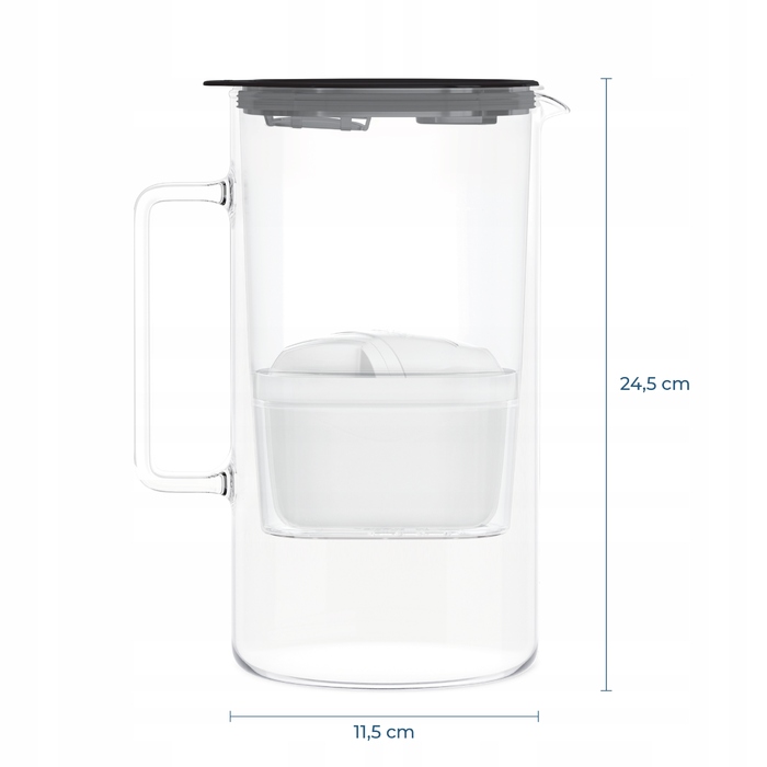 Скляний фільтраційний глечик Wessper D4 BOROSILICATE MINI FF BK з фільтром