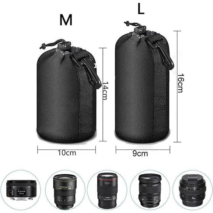 Водонепроникні захисні сумки для об'єктивів камери (2шт, M/L)