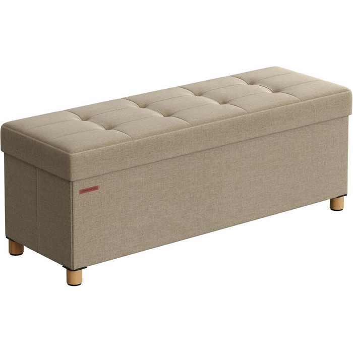 Складаний пуф SONGMICS з ніжками та місцем для зберігання, 38x110x40 см, верблюжий, до 300 кг, для вітальні, спальні, передпокою