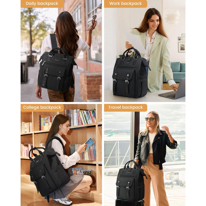 Рюкзак LOVEVOOK для дівчат та хлопців, чорний, водонепроникний, 15.6