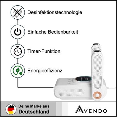Електричний сушильник для взуття AVENDO з озоновою дезінфекцією - сушильник для взуття, антибактеріальний, гігієнічний, швидке сушіння для футбольних черевиків, зимових чобіт, лижних черевиків, дитячого взуття тощо