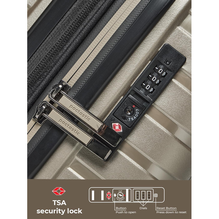 Чемодан на колесах середнього розміру з жорстким корпусом, 66 см, розширюється до 75 літрів, з TSA-замком, з поліпропілену (Collection 04), колір шампань металік