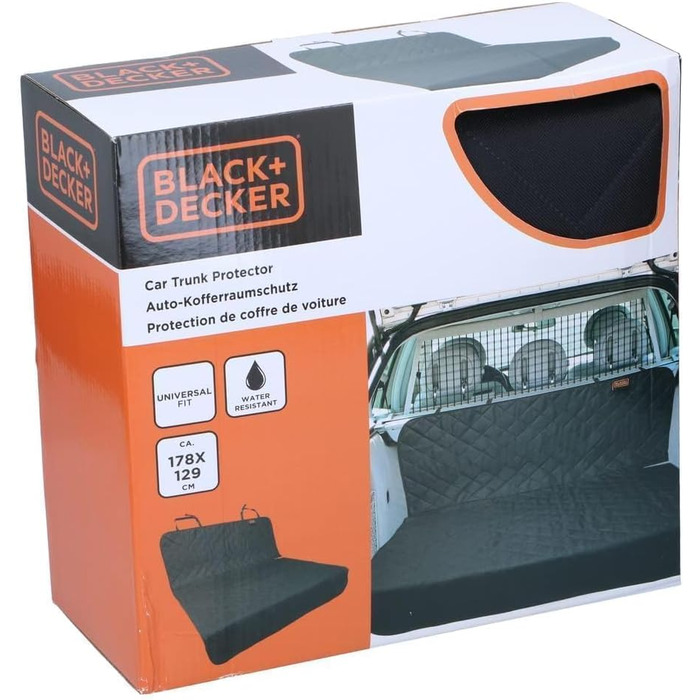Захисний чохол для багажника BLACK+DECKER для собак - універсальний, неслизький, водовідштовхуючий, 178 x 129 см, чорний