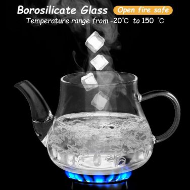 Чайник скляний Honneeo 450 мл з знімним фільтром, для листового чаю, трав'яних зборів, фруктів, 800 мл