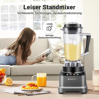 AMZCHEF 8-in-1 Multi Stand Mixer with Auto-IQ | 2000W High-Performance Mixer with LCD Touchscreen | 2L Blender with 8 Smart Menus and 10 Speeds for the Kitchen | Gray 25.6 x 20.1 x 47.6 cm Gray