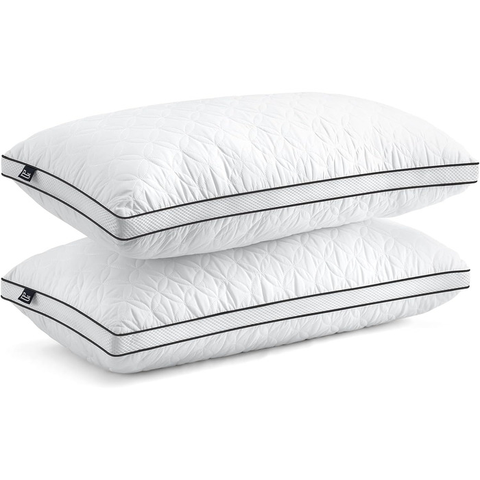 BedStory Pillow 40x80cm 2-Pack Pillows, Sleeping Pillows made of 2X950g Microfibers, Breathable and Washable Bed Pillows, Ideal for Deep and Restful Sleep, Öko-Tex Certified White Black 40x80 (2-Pack)