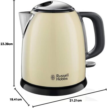 Електричний чайник Russell Hobbs 1 л, Edelstahl Creme (2400W, швидке кип'ятіння, фільтр від накипу, індикатор рівня води, компактний) 24994-70