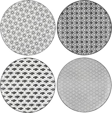 Набір тарілок Vancasso Haruka: 4 супові тарілки з порцеляни, Ø 21 см, 700 мл, чорний + кремовий