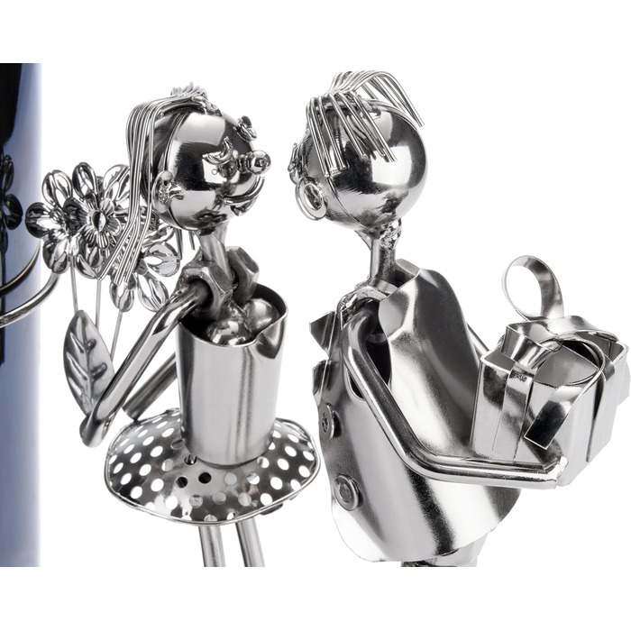 BRUBAKER Wine Bottle Holder - Loving Couple - Metal Bottle Stand with Greeting Card for Wine Gift