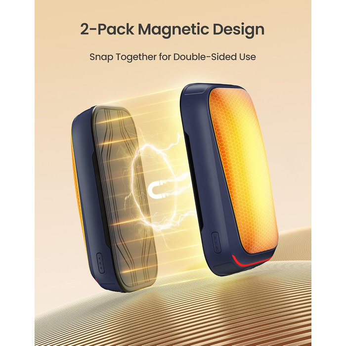Електричний грілка для рук Gaiatop 2 шт. з магнітом, USB, багаторазовий, 3 швидкості нагріву, компактний, подарунок для чоловіків та жінок (блакитний)
