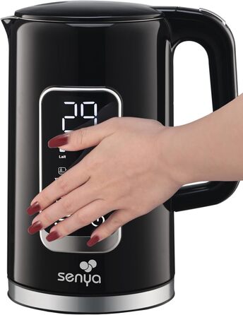 Електричний чайник SENYA, 1.7 л, цифровий дисплей, 5 температурних програм, підтримання тепла, поворотний підставка, чорний колір