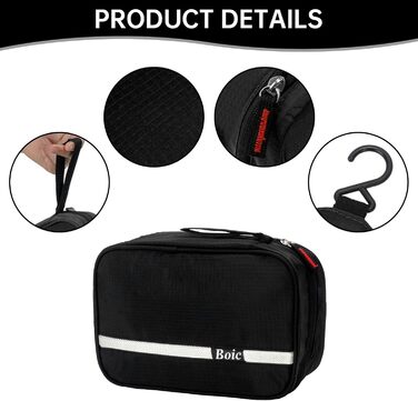 Сумка для туалетних аксесуарів на гачок, дорожня косметичка для жінок та чоловіків, органайзер для косметики з 4 відділеннями, чорна, Oxford Caping