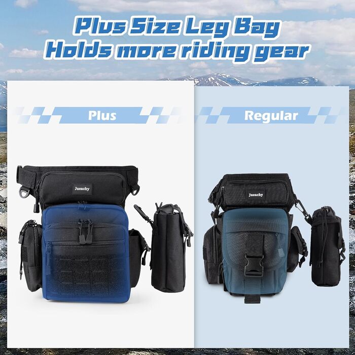 Тактична нагрудна сумка на ногу Jueachy, водонепроникна, для риболовлі, кемпінгу, чорного кольору (великий об'єм)
