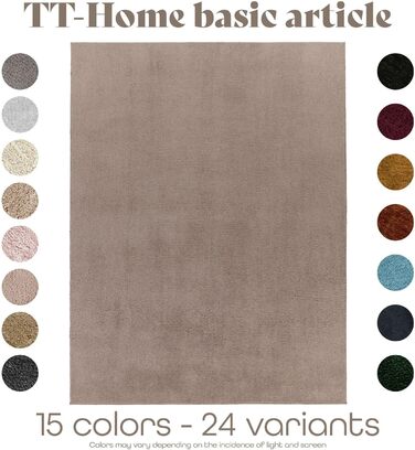 Килимок для вітальні TT Home Kurzflor: сучасний, однотонний, круглий, 80 см, бежевий (тауп), антиковзаюча основа, машинне прання