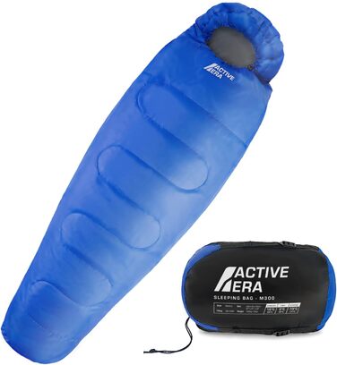 Сплячий мішок Active Era Mumienschlafsack – зимовий та літній, водонепроникний, вітрозахисний, ультралегкий, температурний режим -10°C до 10°C, компактний, для кемпінгу (блакитний)