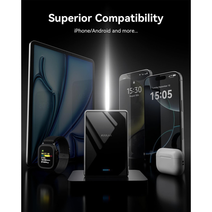 Power Bank Magsafe 5000mAh/10000mAh (Сірий/Чорний) - Бездротова зарядка, PD 20W, USB-C, Тонкий, для iPhone 16/15/14