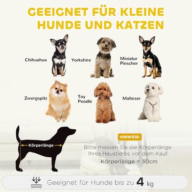 PawHut Софа для собак з подушкою, дерев'яні ніжки, миється, підняте ліжко для домашніх тварин, софа для котів та маленьких собак, 40,5 x 40,5 x 33 см (кремово-білий)