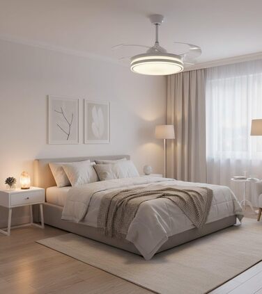 Вентилятор стельовий Bel Air Asgard 108 см з LED підсвіткою, дистанційним керуванням та зимовим режимом (білий)