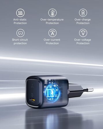 VOLTME зарядний пристрій USB-C 30W 2 шт. GaN, чорний: компактний адаптер живлення для iPhone 14/13, iPad, Android, Samsung, Huawei