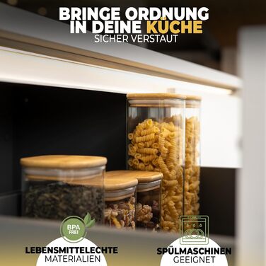 Скляні контейнери для зберігання з кришкою, кутові, набір 8 шт. - 5,2 л, посилена скляна тара, герметичні контейнери для продуктів, кухонні органайзери