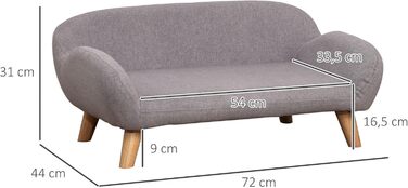 Софа для собак PawHut, скандинавський стиль, сіра, 72 x 44 x 31 см