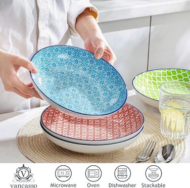 Набір тарілок для супу Vancasso HARUKA, 4 шт, 1000 мл, порцеляна, для пасти, спагеті, салату