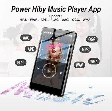 MP3 плеєр SWOFY 80GB з Bluetooth та Wi-Fi, 4.0-дюймовий сенсорний екран, Android MP4 плеєр з підтримкою Spotify, Amazon Music, FM-радіо та браузером (Чорний)