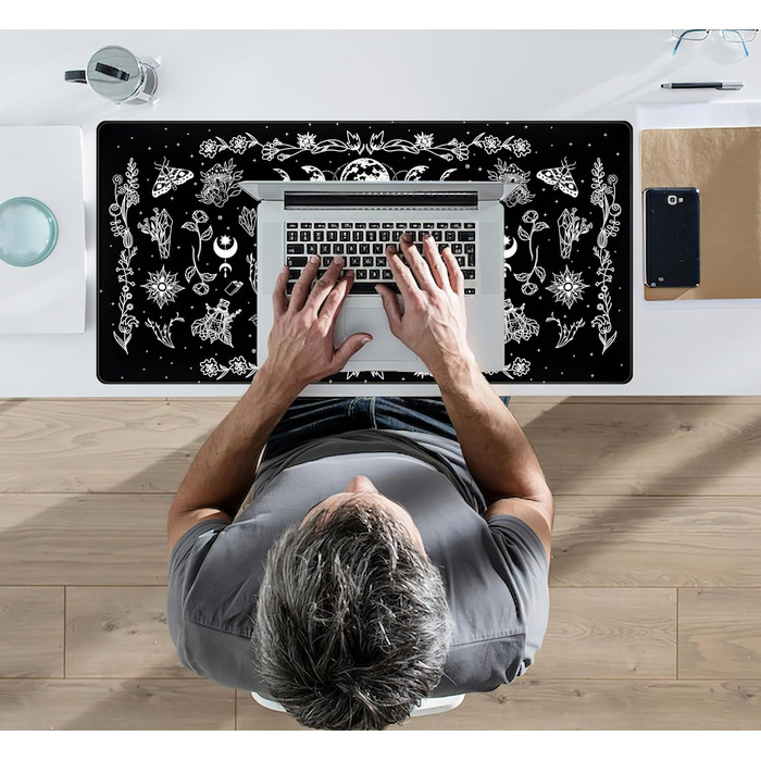 Килимок для миші Moon Mushroom Gaming XXL 80x40 см, Чорно-білий, Готичний, для ігор