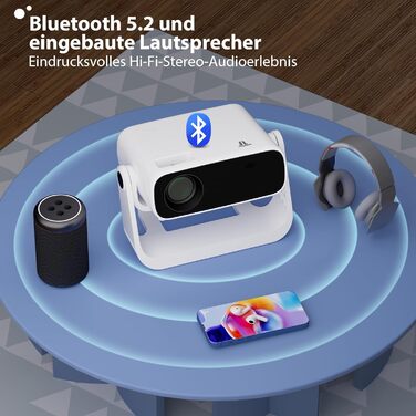 Wielio 2025 Smart Beamer: Android 11, 1080P (4K), WiFi 6, Bluetooth 5.2, 20000 Lumens, для дому, сумісний з iOS/Android/PS5