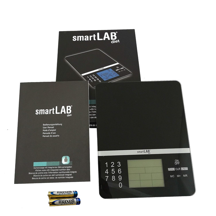 smartLAB Nutritional Analysis Scale - 5kg | Digital Food Scale with Food Nutrition Scale | Smart Kitchen Scale Diet Scale Black for Diabetics