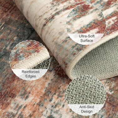 Килимок-довгий килим (Runner) з неслизьким покриттям, короткий ворс, для кухні, миється, складається, абстрактний дизайн, для входу, кухні, вітальні та офісу, блакитно-чорний (120 x 180 см, теракотовий)