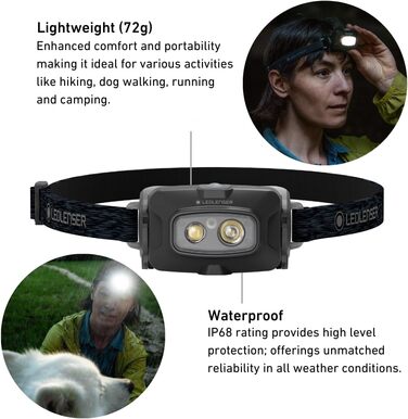 Налобний ліхтар Ledlenser HF4R Core, 500 люмен, LED, акумуляторний, водонепроникний IP68, з червоним світлом для outdoor-активностей