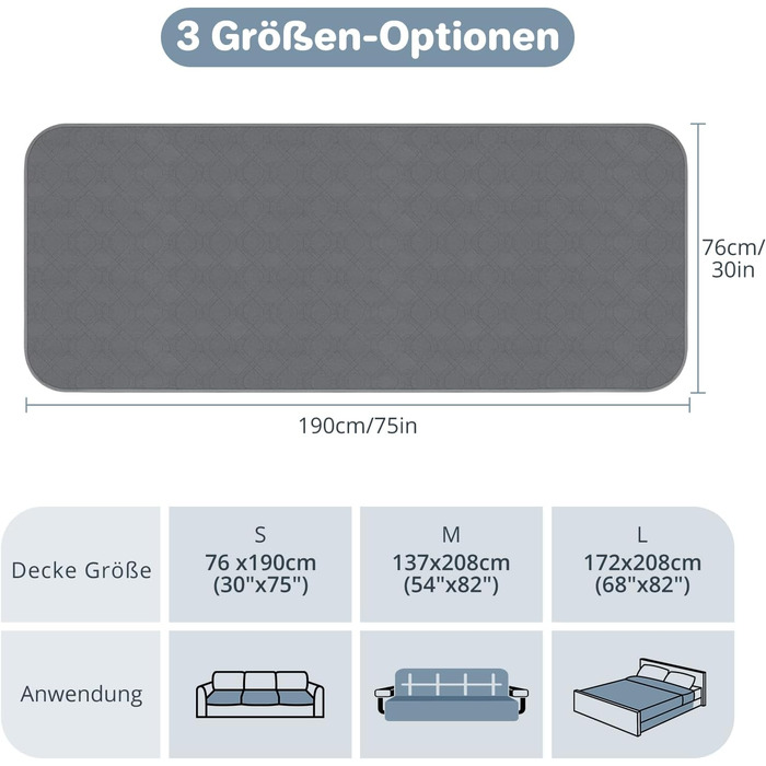 Водонепроникний килимок для собак Luvore, антиковзаюча підстилка для собак, захист дивану та ліжка, міцна підстилка для котів, підстилка для дивану, ліжка, автомобіля, в подорожах, 137x208см (76*190см)