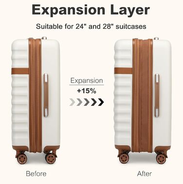 Чемодан-тележка KONO, XL, ABS+PC, з TSA замком (кремовий/коричневий)