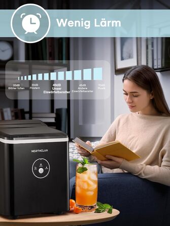 2024 Ice Maker Winner - 14kg Capacity, Fast Ice Production, Quiet Operation, 120W with Scoop & Basket - Compact Ice Maker for Home & Office (Black)