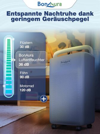 Електричний осушувач повітря BonAura® 10L з LED дисплеєм, таймером та авто-режимом - для підвалів та приміщень до 40м³ - допомога від плісняви