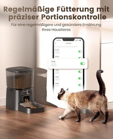 Автомат годування котів Oneisall 3.5L з Wi-Fi, інтелектуальний диспенсер для корму з APP-керуванням, для котів та собак, з нержавійна чаша