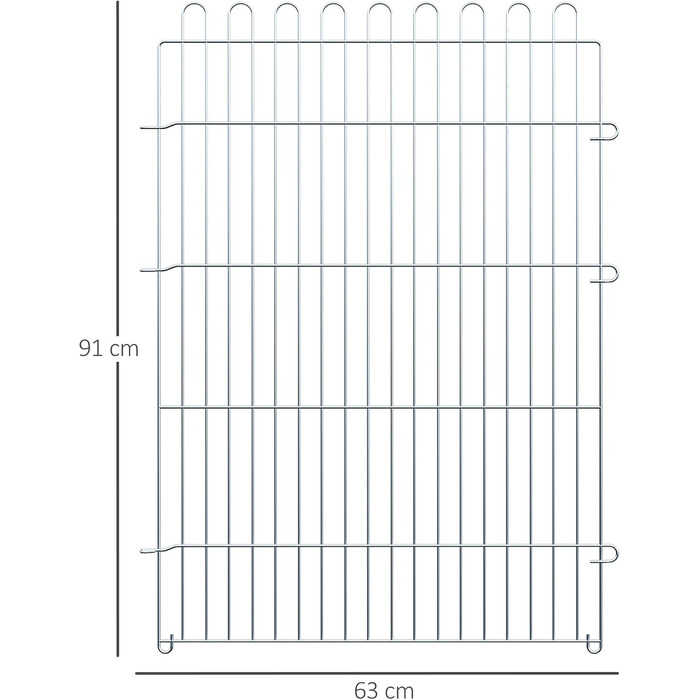 PawHut Вольєр для цуценят/собак, 8 панелей, 63B x 91H см, срібний, для собак, котів, цуценят, вольєр для собак на вулицю
