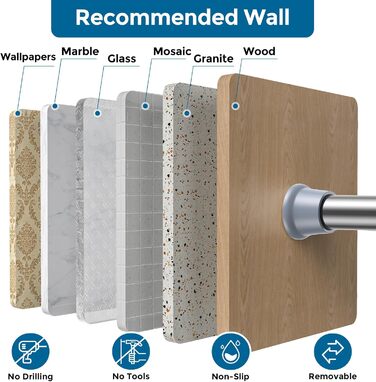 Штанга для штор без свердління AIZESI 60-120 см, телескопічна, срібна, 1 шт. - для вікна, шафи, ванної кімнати