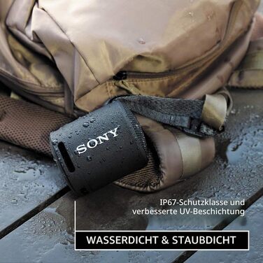 Портативна Bluetooth колонка Sony SRSXB13/B Extra Bass, чорна - Водонепроникна, USB-C, до 16 год роботи