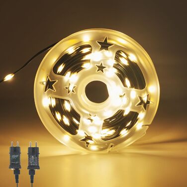 Гірлянда світлодіодна Gresonic 100/200/300/400 LED, струмопровідна, для дому та вулиці, тепле біле світло, 100 LED