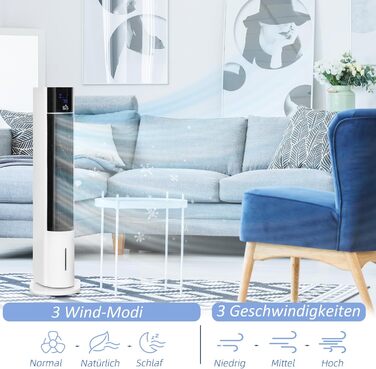 Вентилятор підлоговий HOMCOM 105 см з пультом, зволоженням повітря та таймером 12 год