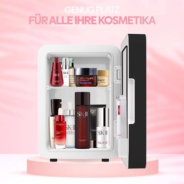 Olvy 4L Mini Skincare Fridge - Portable Beauty Cooler with LED Mirror - Hot & Cold for Bedroom & Office