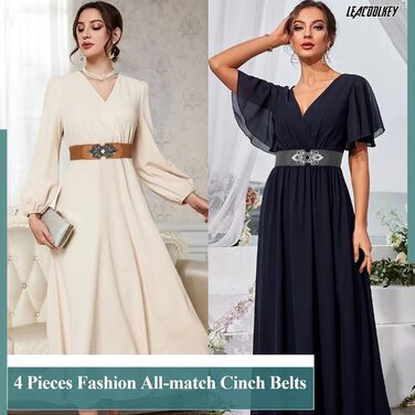 Жіночий еластичний пояс LEACOOLKEY 80 см: широка смугаста модель для суконь, чорний, коричневий, сірий, бежевий