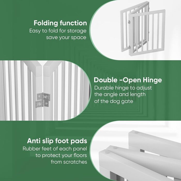Сітка для собак з бамбука, перегородка для кімнати, 3 панелі (біла)