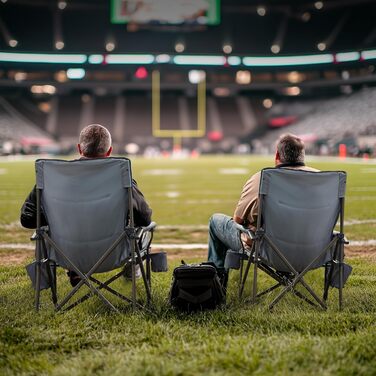 Складний туристичний стілець Timber Ridge XXL (230 кг) з широким сидінням (62 см), високою спинкою, підстаканником та міцними підлокітниками для кемпінгу, пікніка, саду та балкону (Блакитний, 1 шт)