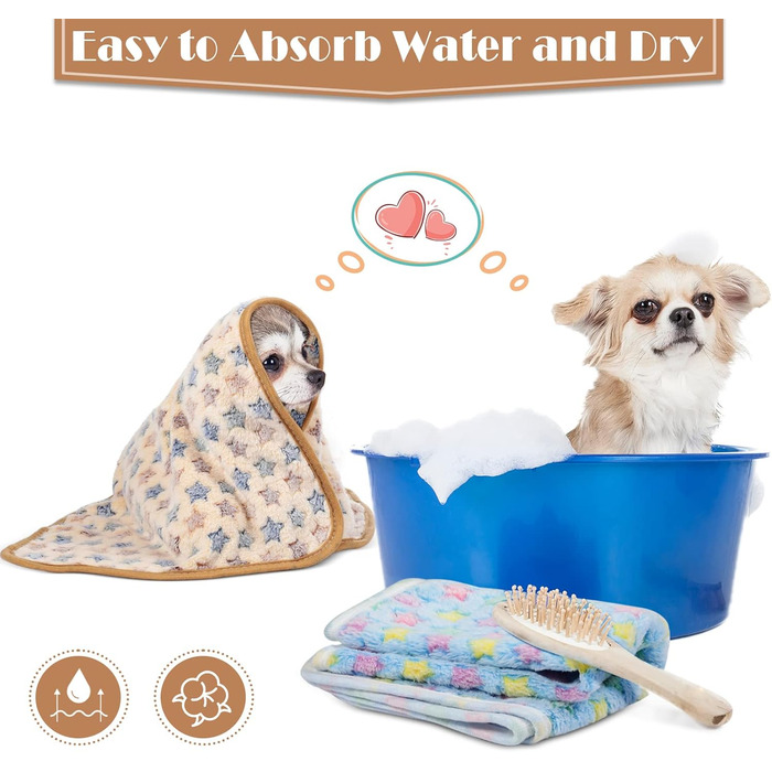 М'яка ковдра для собак та котів Sinmoe 12 шт. (40 x 60 см) з принтом лапок, кісток, зірок, слоників