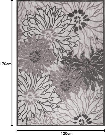 Килимок для дому та саду Impression Outdoor - вологостійкий, 120 x 170 см, темно-сірий