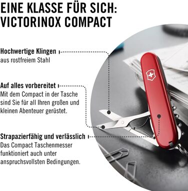 Мультитул Victorinox Compact - Швейцарський ніж, 15 функцій, Swiss Made, з лезом та міні-викруткою
